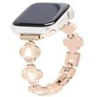 For Apple Watch SE 2022 40mm Four Leaf Clover Quick-Release Metal Chain Watch Band(Rose Gold) - 2