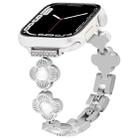 For Apple Watch Series 7 41mm Four Leaf Clover Quick-Release Metal Chain Watch Band(Silver) - 1