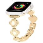 For Apple Watch Series 3 38mm Four Leaf Clover Quick-Release Metal Chain Watch Band(Gold) - 1