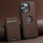 For iPhone 15 Pro Max Suteni M2 Cross-Grain MagSafe Vertical Card Back Phone Case(Brown) - 1
