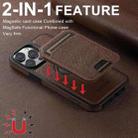 For iPhone 15 Pro Max Suteni M2 Cross-Grain MagSafe Vertical Card Back Phone Case(Brown) - 3