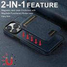 For iPhone 15 Pro Max Suteni M2 Cross-Grain MagSafe Vertical Card Back Phone Case(Blue) - 3