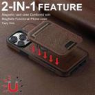 For iPhone 15 Suteni M2 Cross-Grain MagSafe Vertical Card Back Phone Case(Brown) - 2