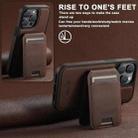 For iPhone 15 Suteni M2 Cross-Grain MagSafe Vertical Card Back Phone Case(Brown) - 3