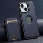 For iPhone 15 Suteni M2 Cross-Grain MagSafe Vertical Card Back Phone Case(Blue) - 1