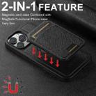 For iPhone 14 Pro Max Suteni M2 Cross-Grain MagSafe Vertical Card Back Phone Case(Black) - 2