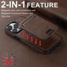 For iPhone 14 Plus Suteni M2 Cross-Grain MagSafe Vertical Card Back Phone Case(Brown) - 2