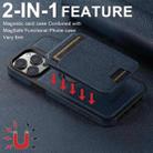 For iPhone 14 Plus Suteni M2 Cross-Grain MagSafe Vertical Card Back Phone Case(Blue) - 2