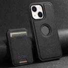 For iPhone 14 Suteni M2 Cross-Grain MagSafe Vertical Card Back Phone Case(Black) - 1