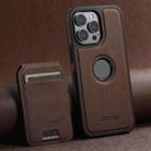 For iPhone 13 Pro Max Suteni M2 Cross-Grain MagSafe Vertical Card Back Phone Case(Brown) - 1