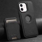 For iPhone 12 Suteni M2 Cross-Grain MagSafe Vertical Card Back Phone Case(Black) - 1