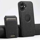 For iPhone 16 Suteni M2 Cross-Grain MagSafe Vertical Card Back Phone Case(Black) - 1