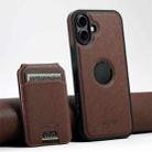 For iPhone 16 Suteni M2 Cross-Grain MagSafe Vertical Card Back Phone Case(Brown) - 1