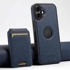 For iPhone 16 Suteni M2 Cross-Grain MagSafe Vertical Card Back Phone Case(Blue) - 1