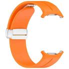 For Samsung Galaxy Watch 7 Ultra Groove Magnetic Folding Silver Buckle Silicone Watch Band(Orange) - 3