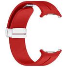 For Samsung Galaxy Watch 7 Ultra Groove Magnetic Folding Silver Buckle Silicone Watch Band(Red) - 3