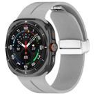 For Samsung Galaxy Watch 7 Ultra Groove Magnetic Folding Silver Buckle Silicone Watch Band(Light Gray) - 1