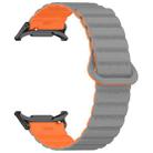 For Samsung Galaxy Watch Ultra 47mm Spot Pattern Two Color Magnetic Silicone Watch Band(Gray Orange) - 3