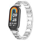 For Xiaomi Smart Band 9 / 9 NFC Diamond Three Beads Stainless Steel Metal Watch Band(Silver) - 1