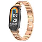 For Xiaomi Smart Band 9 / 9 NFC Diamond Three Beads Stainless Steel Metal Watch Band(Rose Gold) - 1