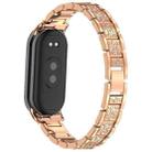 For Xiaomi Smart Band 9 / 9 NFC Diamond Three Beads Stainless Steel Metal Watch Band(Rose Gold) - 2