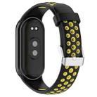 For Xiaomi Smart Band 9 / 9 NFC Holes Style Metal Connector Two Color Silicone Watch Band(Black Yellow) - 2