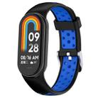 For Xiaomi Smart Band 9 / 9 NFC Holes Style Metal Connector Two Color Silicone Watch Band(Black Blue) - 1