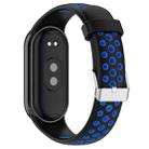 For Xiaomi Smart Band 9 / 9 NFC Holes Style Metal Connector Two Color Silicone Watch Band(Black Blue) - 2