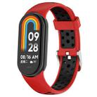 For Xiaomi Smart Band 9 / 9 NFC Holes Style Metal Connector Two Color Silicone Watch Band(Red Black) - 1