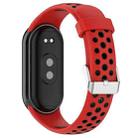 For Xiaomi Smart Band 9 / 9 NFC Holes Style Metal Connector Two Color Silicone Watch Band(Red Black) - 2