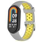 For Xiaomi Smart Band 9 / 9 NFC Holes Style Metal Connector Two Color Silicone Watch Band(Gray Yellow) - 1