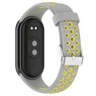 For Xiaomi Smart Band 9 / 9 NFC Holes Style Metal Connector Two Color Silicone Watch Band(Gray Yellow) - 2