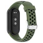 For Xiaomi Smart Band 9 / 9 NFC Holes Style Metal Connector Two Color Silicone Watch Band(Army Green Black) - 2