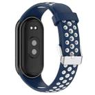 For Xiaomi Smart Band 9 / 9 NFC Holes Style Metal Connector Two Color Silicone Watch Band(Blue White) - 2