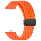 For Huawei Watch Fit3 Holes Style Folding Magnetic Buckle Silicone Watch Band(Orange) - 3