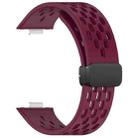 For Huawei Watch Fit3 Holes Style Folding Magnetic Buckle Silicone Watch Band(Wine Red) - 3