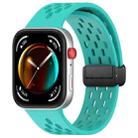 For Huawei Watch Fit3 Holes Style Folding Magnetic Buckle Silicone Watch Band(Teal Green) - 1