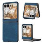 For Motorola Razr 50 Ultra Vintage Leather PC Back Cover Phone Case(Blue) - 1