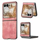 For Motorola Razr 50 Ultra Vintage Leather PC Back Cover Phone Case(Pink) - 1