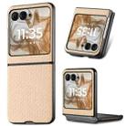 For Motorola Razr 50 Carbon Fiber Texture Leather Back Phone Case(Khaki) - 1