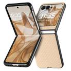 For Motorola Razr 50 Carbon Fiber Texture Leather Back Phone Case(Khaki) - 2