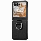 For Motorola Razr 50 Litchi Texture Leather Ring Fold Phone Case(Black) - 1