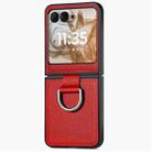 For Motorola Razr 50 Litchi Texture Leather Ring Fold Phone Case(Red) - 1