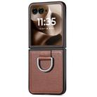 For Motorola Razr 60 Litchi Texture Leather Ring Fold Phone Case(Brown) - 2