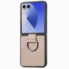 For Samsung Galaxy Z Flip7 5G Litchi Texture Leather Ring Phone Case(Gray) - 1