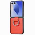 For Samsung Galaxy Z Flip7 5G Litchi Texture Leather Ring Phone Case(Orange) - 1