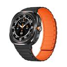 For Samsung Galaxy Watch Ultra 47mm Black Connector I-shaped Magnetic Silicone Watch Band(Black Orange) - 1