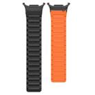 For Samsung Galaxy Watch Ultra 47mm Black Connector I-shaped Magnetic Silicone Watch Band(Black Orange) - 2