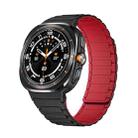 For Samsung Galaxy Watch Ultra 47mm Black Connector I-shaped Magnetic Silicone Watch Band(Black Red) - 1