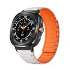 For Samsung Galaxy Watch Ultra 47mm Black Connector I-shaped Magnetic Silicone Watch Band(Starlight Orange) - 1